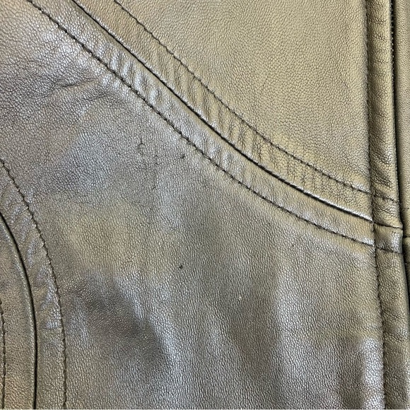 Preston & York Vintage Y2K Black Leather Zip-up Jacket Boxy Fit Mock Neck Sz XL - Picture 13 of 16
